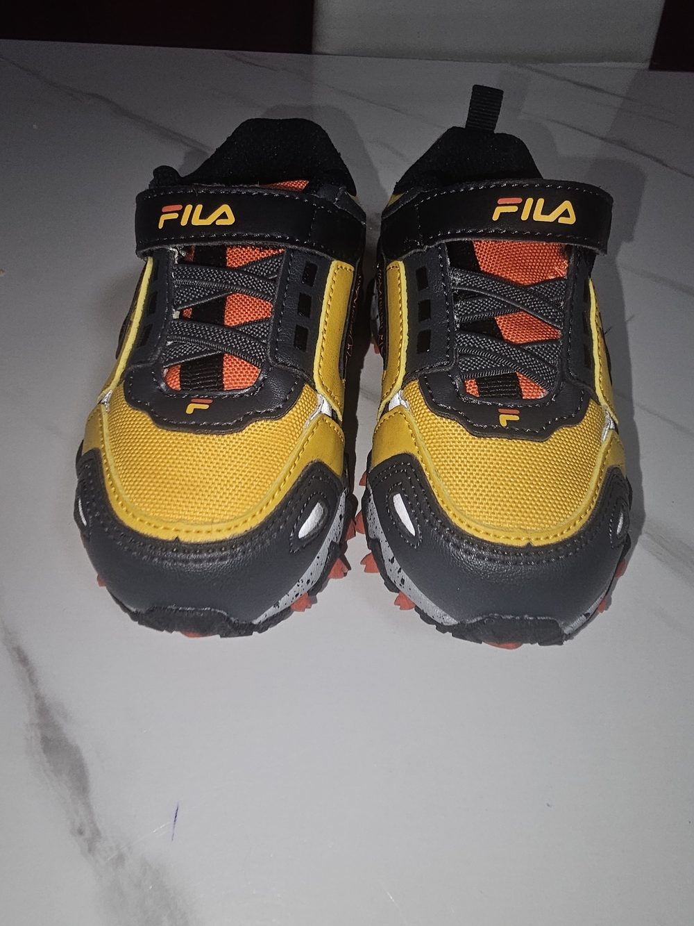 Fila Kids Yellow and Black Sneakers with Orange Details 7c
